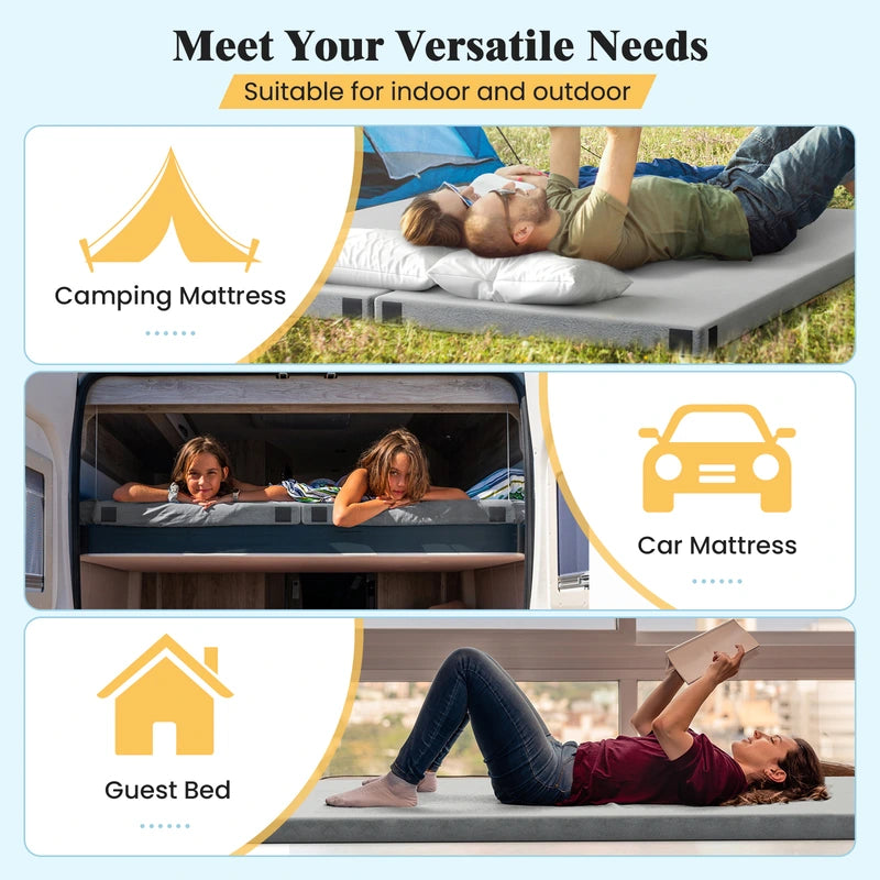 Indoor outdoor Foldable Camping Mattress High density foam Cushion-Grey