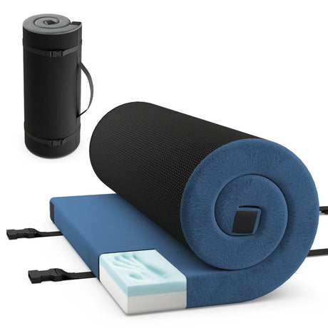 Foldable Camping Mattress with Foam Cushion and Carrying Bag for Living Room-Navy