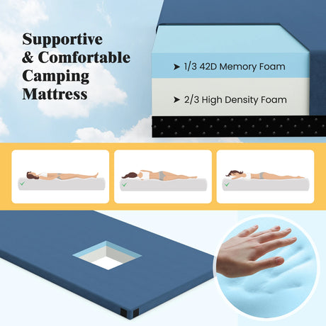 Foldable Camping Mattress with Foam Cushion and Carrying Bag for Living Room-Navy
