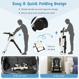 Foldable High Chair with Recline Backrest and Adjustable Height-Dark Grey