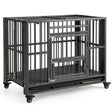 Foldable Heavy-Duty Metal Dog Cage Chew-proof Dog Crate with Lockable Universal Wheels