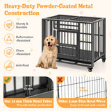 Foldable Heavy-Duty Metal Dog Cage Chew-proof Dog Crate with Lockable Universal Wheels