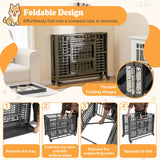 Foldable Heavy-Duty Metal Dog Cage Chew-proof Dog Crate with Lockable Universal Wheels