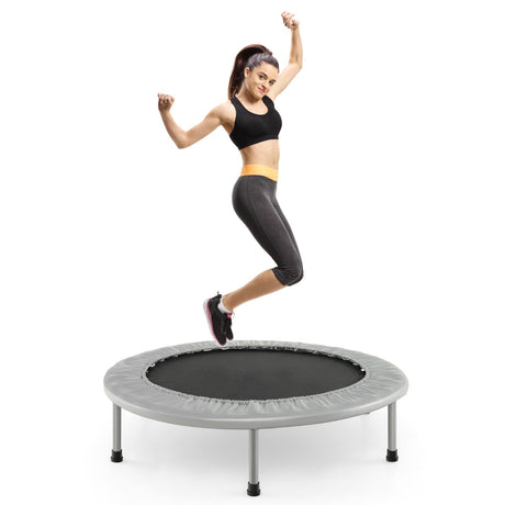 38 Inch Mini Folding Trampoline Portable Recreational Fitness Rebounder-Gray