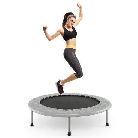 38 Inch Mini Folding Trampoline Portable Recreational Fitness Rebounder-Gray