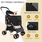3-In-1 Pet Stroller with Removable Car Seat Carrier-Black
