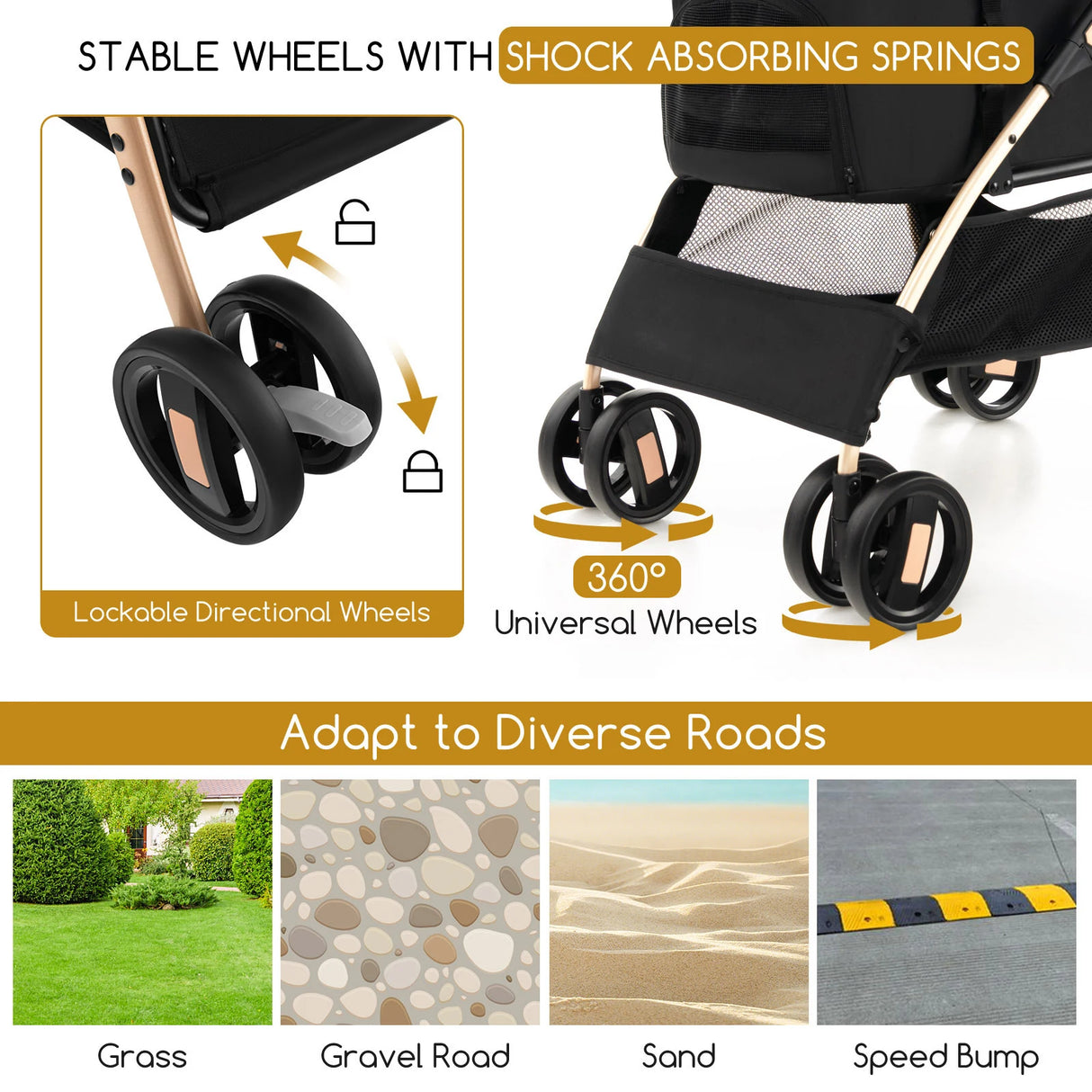3-In-1 Pet Stroller with Removable Car Seat Carrier-Black