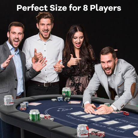 1.8m Foldable Poker Table for Blackjack Texas Holdem Casino Leisure Game-Black