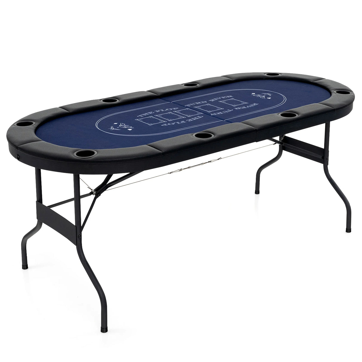 1.8m Foldable Poker Table for Blackjack Texas Holdem Casino Leisure Game-Black