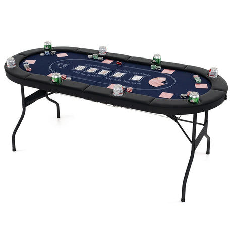 1.8m Foldable Poker Table for Blackjack Texas Holdem Casino Leisure Game-Black