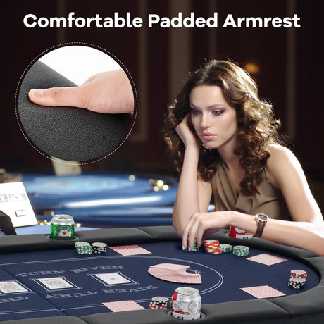 1.8m Foldable Poker Table for Blackjack Texas Holdem Casino Leisure Game-Black