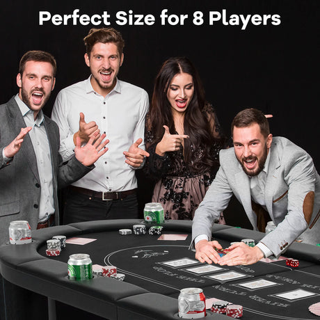 1.8m Foldable Poker Table for Blackjack Texas Holdem Casino Leisure Game-Blue