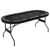 1.8m Foldable Poker Table for Blackjack Texas Holdem Casino Leisure Game-Blue