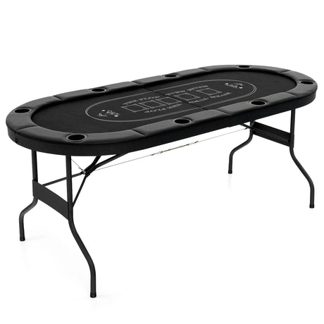 1.8m Foldable Poker Table for Blackjack Texas Holdem Casino Leisure Game-Blue