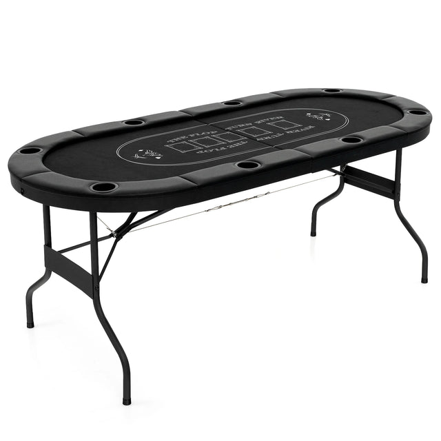 1.8m Foldable Poker Table for Blackjack Texas Holdem Casino Leisure Game-Blue