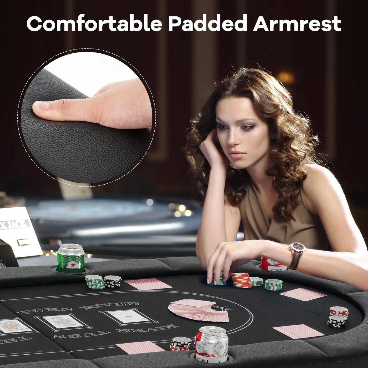 1.8m Foldable Poker Table for Blackjack Texas Holdem Casino Leisure Game-Blue