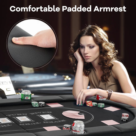 1.8m Foldable Poker Table for Blackjack Texas Holdem Casino Leisure Game-Blue