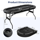 1.8m Foldable Poker Table for Blackjack Texas Holdem Casino Leisure Game-Blue