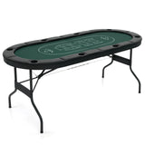 1.8m Foldable Poker Table for Blackjack Texas Holdem Casino Leisure Game-Green