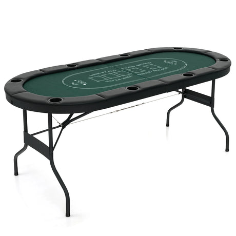 1.8m Foldable Poker Table for Blackjack Texas Holdem Casino Leisure Game-Green