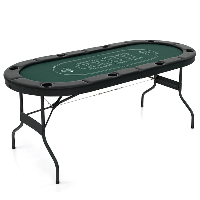 1.8m Foldable Poker Table for Blackjack Texas Holdem Casino Leisure Game-Green