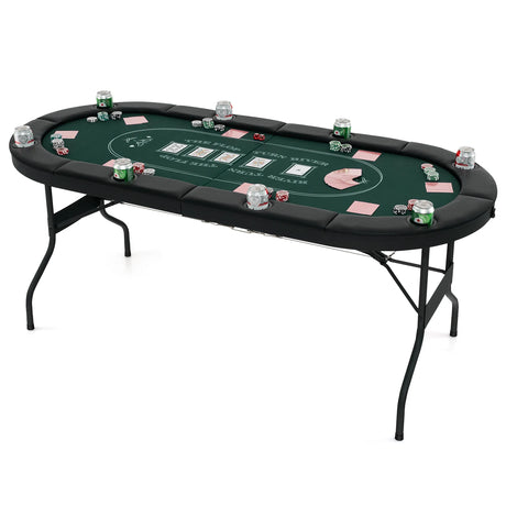 1.8m Foldable Poker Table for Blackjack Texas Holdem Casino Leisure Game-Green