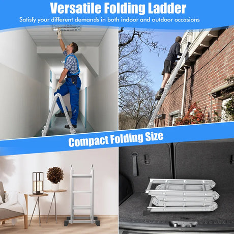 7-in-1 Folding Aluminum Ladder with Anti-Skid Pedal