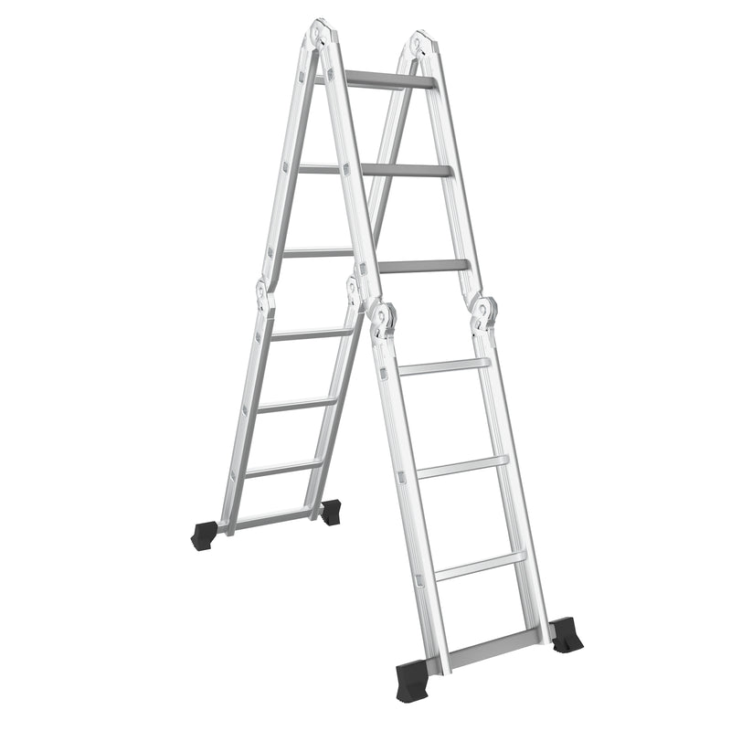 7-in-1 Folding Aluminum Ladder with Anti-Skid Pedal