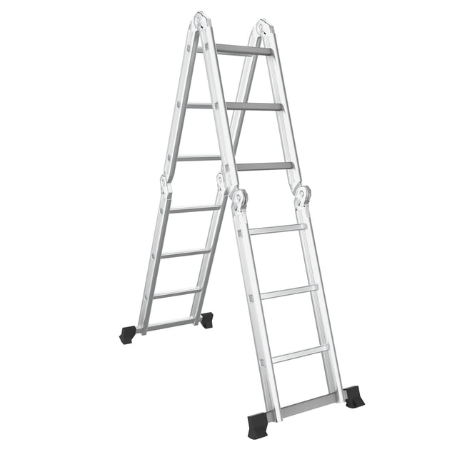 7-in-1 Folding Aluminum Ladder with Anti-Skid Pedal