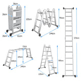 7-in-1 Folding Aluminum Ladder with Anti-Skid Pedal