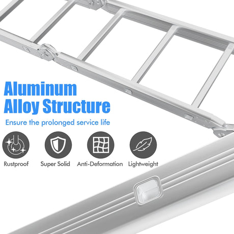 7-in-1 Folding Aluminum Ladder with Anti-Skid Pedal