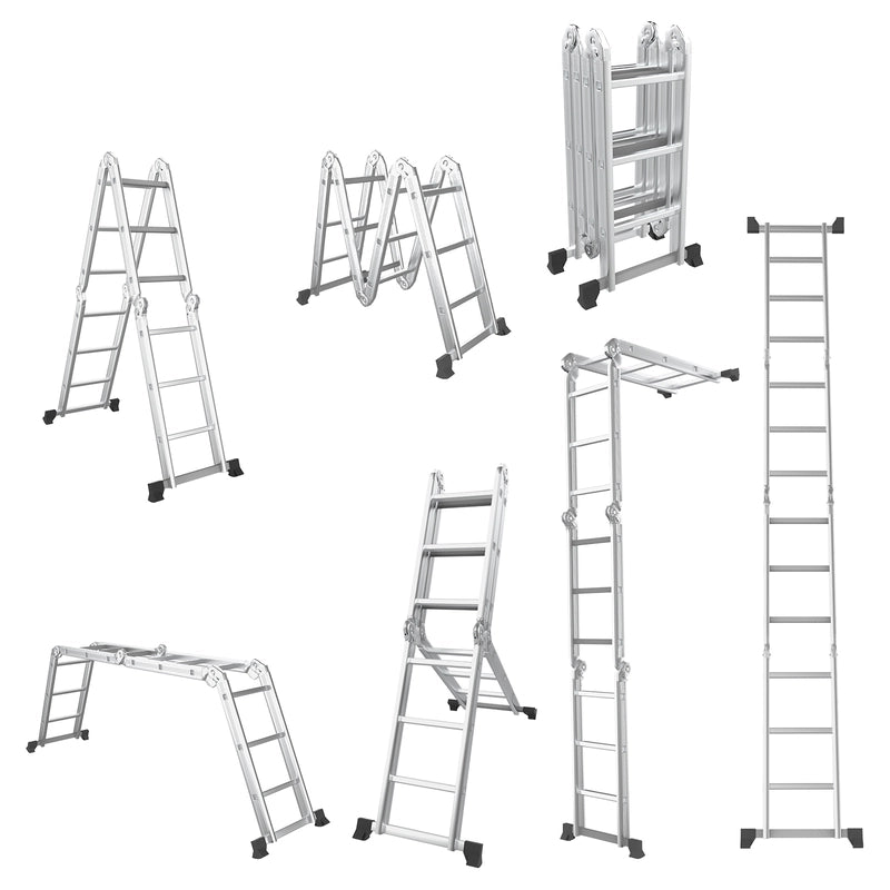 7-in-1 Folding Aluminum Ladder with Anti-Skid Pedal