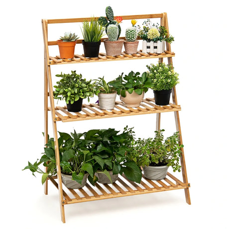 Folding Bamboo Plant Stand for Garden