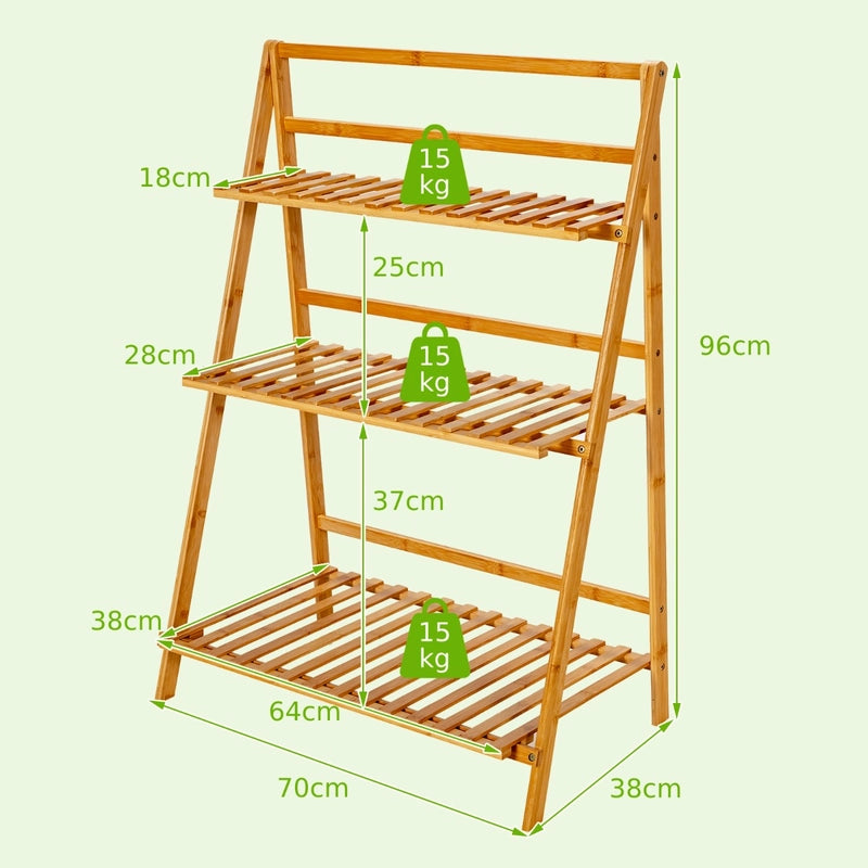 Folding Bamboo Plant Stand for Garden