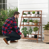 Folding Bamboo Plant Stand for Living Room Patio Garden Balcony Porch-Coffee