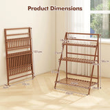 Folding Bamboo Plant Stand for Living Room Patio Garden Balcony Porch-Coffee