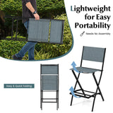 Folding Bar Stools Set of 2 Backrest Humanized Footrest-Blue