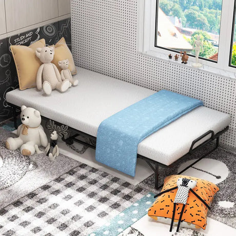 Twin Size Metal Folding Bed with Memory Foam Mattress