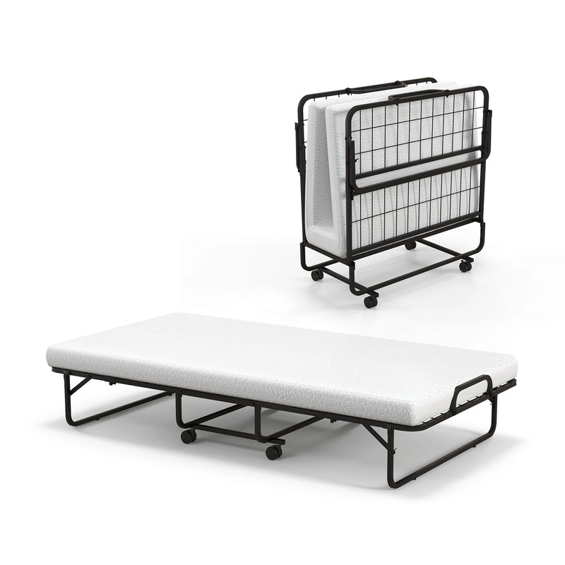 Twin Size Metal Folding Bed with Memory Foam Mattress