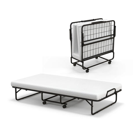 Twin Size Metal Folding Bed with Memory Foam Mattress