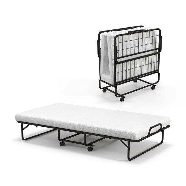 Twin Size Metal Folding Bed with Memory Foam Mattress