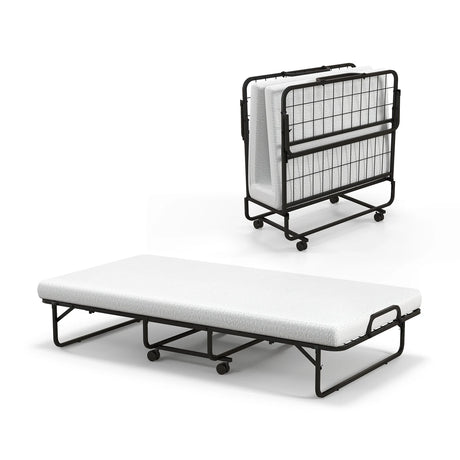 Twin Size Metal Folding Bed with Memory Foam Mattress