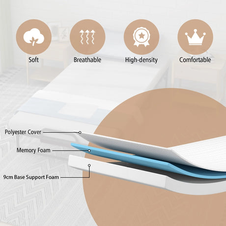 Twin Size Metal Folding Bed with Memory Foam Mattress