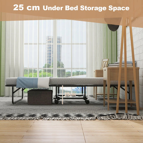 Twin Size Metal Folding Bed with Memory Foam Mattress