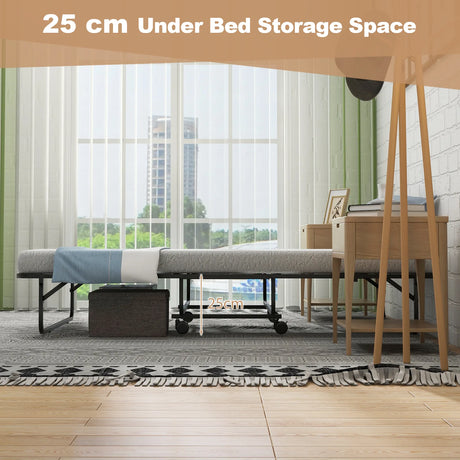 Twin Size Metal Folding Bed with Memory Foam Mattress