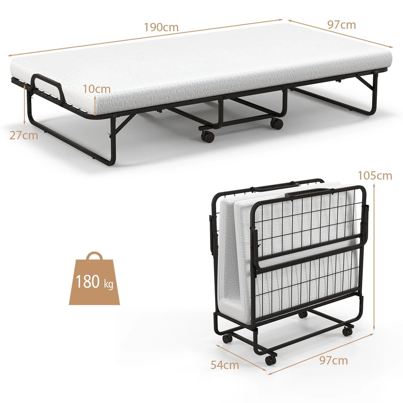 Twin Size Metal Folding Bed with Memory Foam Mattress