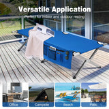 Folding Camping Cot Heavy-duty Camp Bed with Carry Bag-Blue