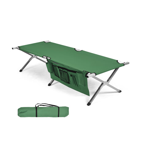 Folding Camping Cot Heavy-duty Camp Bed with Carry Bag-Green