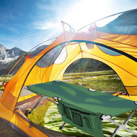 Folding Camping Cot Heavy-duty Camp Bed with Carry Bag-Green