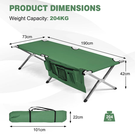 Folding Camping Cot Heavy-duty Camp Bed with Carry Bag-Green